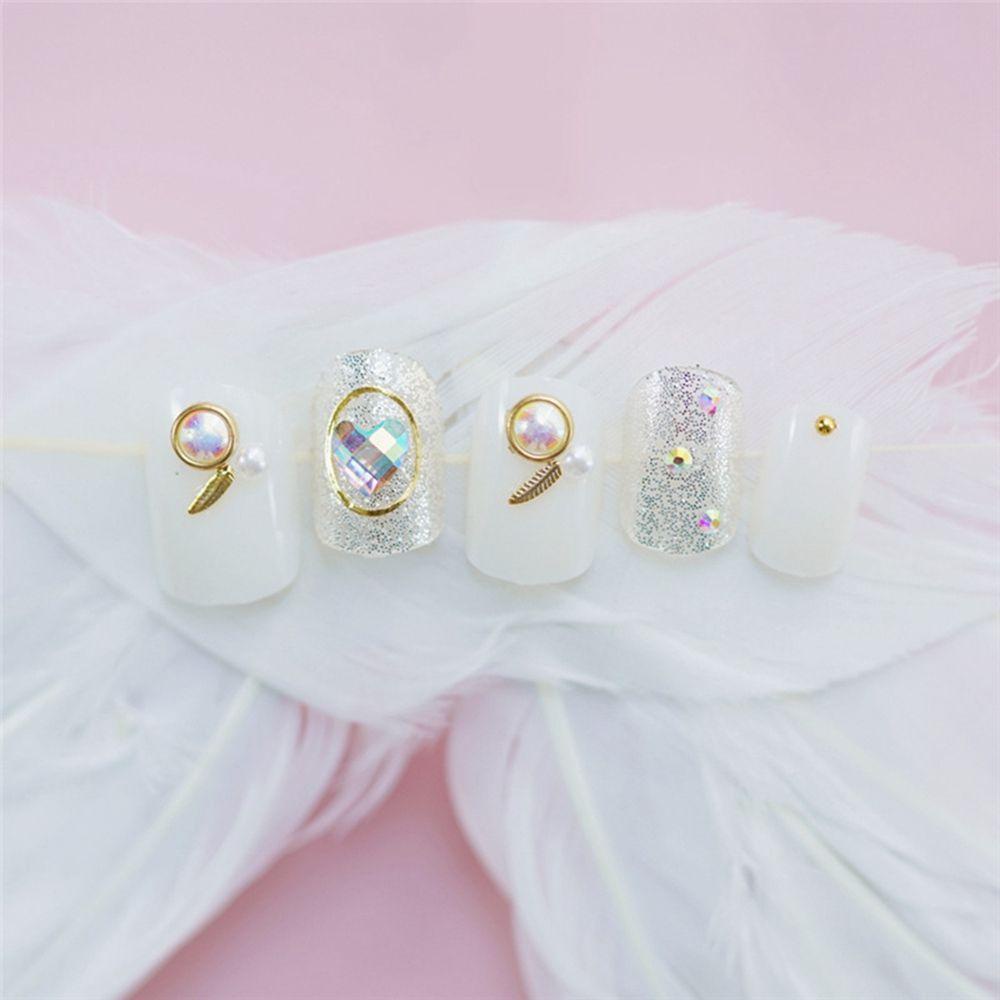 MIHAN1 24pcs/Box Press On Nails Short Round/Square Head False Nails Artificial Fake Nails Wearable Detachable Manicure Tool Full Cover Heart Bow Nail Tips