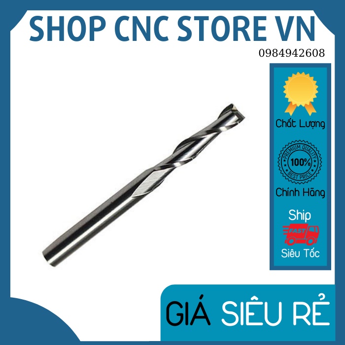 Mũi CNC Xoắn 2 Me 3.175 Lưỡi 22mm Chuyên Dùng Để phay, Cắt Gỗ Thịt