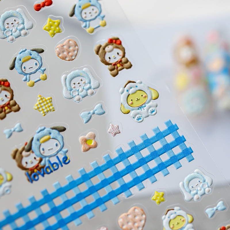 Sticker Dán Móng Tay Hình Mèo Kitty Kuromi Hello Kitty