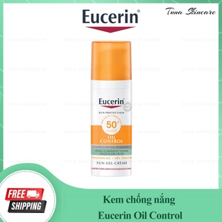 Kem chống nắng Eucerin Oil Control cho da dầu mụn, Kem chống nắng phổ rộng kiểm soát dầu