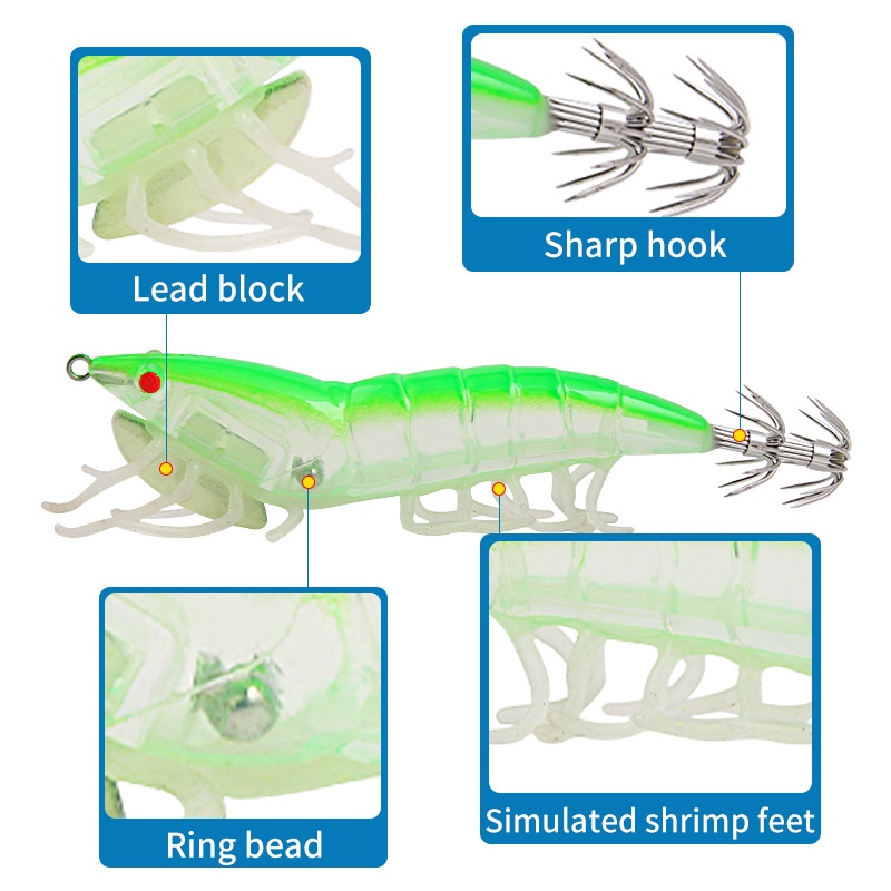 Mồi Câu Cá Giả Hình Con Tôm Dạ Quang Bằng Nhựa Cứng 11.7cm / 20.5g