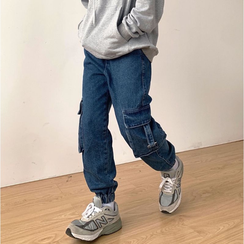 Quần jogger jeans túi hộp ống rộng siêu đẹp, nam nữ mặc được unisex ulzzang - ẢNH THẬT