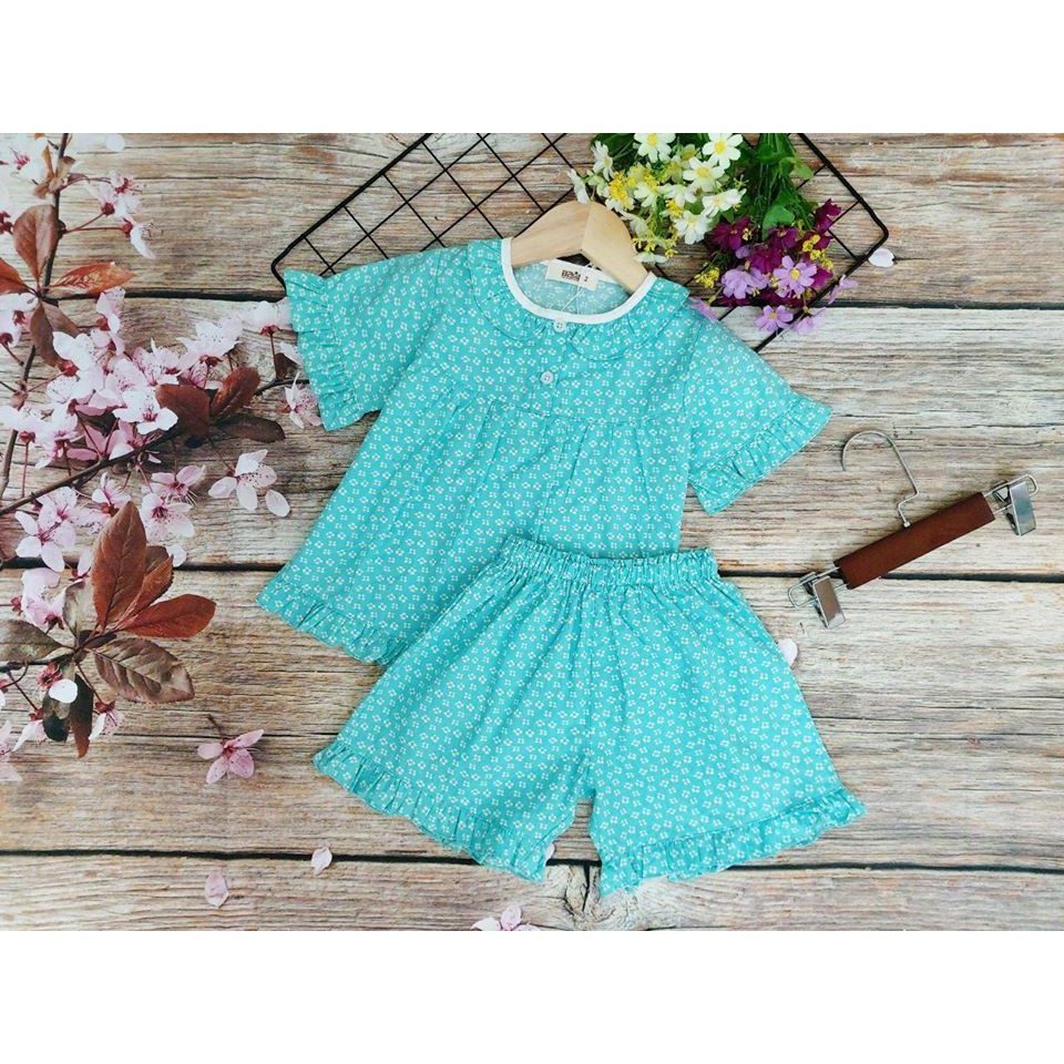 Bộ quần áo cộc tay B2KID phong cách babydoll cho bé gái 12 - 26 kg