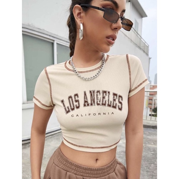 Áo Croptop Nâu Los Angeles