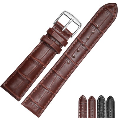Dây da đồng hồ fourron nam nữ dập vân cá sấu size 20mm