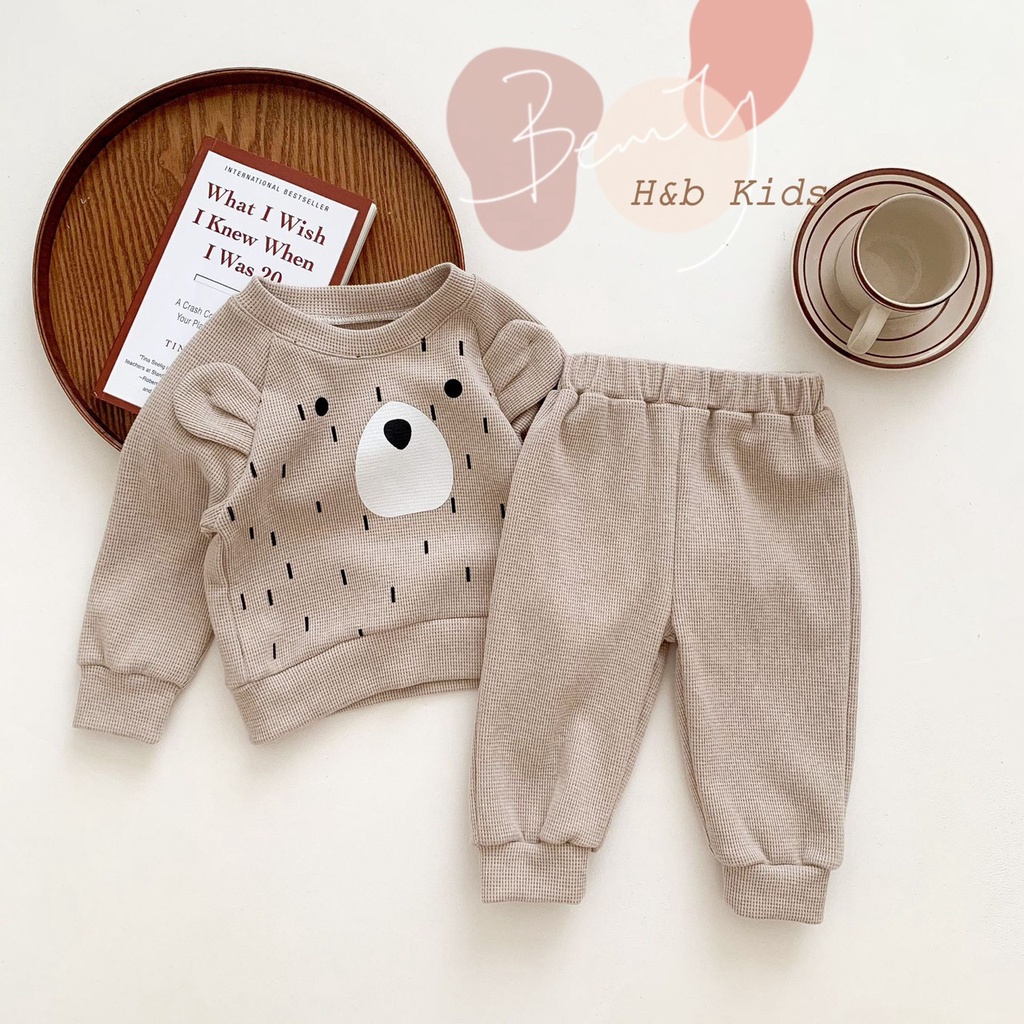 Bộ dài tay chất tổ ong gấu thỏ thu đông cho bé Namkidshop