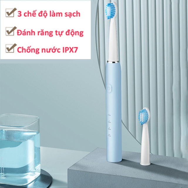 Bàn chải đánh răng điện lông mềm SeaSy SS03 công nghệ sóng âm tích hợp 3 chế độ, chải sạch mảng bám, loại bỏ vi khuẩn
