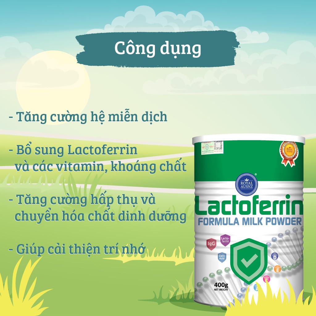 Sữa Bột Hoàng Gia Úc Lactoferrin Formula Milk Powder ROYAL AUSNZ Tăng Cường Miễn Dịch Và Sức Đề Kháng 400g