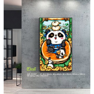 Tranh treo tường tự tô màu số hóa DALI Tranh Gấu trúc đáng yêu DV057