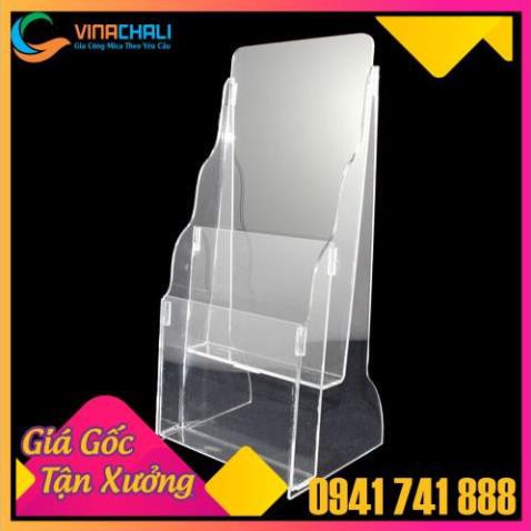 Kệ mica đựng tờ rơi (brochure) 2 ngăn 1/3 A4 đứng (KT: 11 x 9 x 20cm)