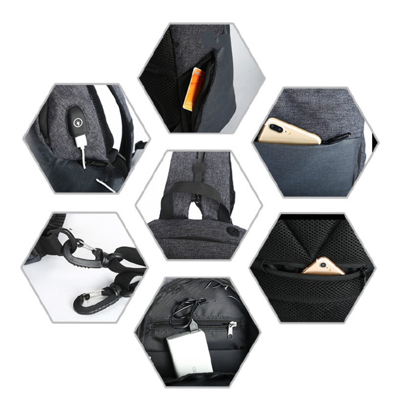 OZUKO Waterproof USB Diagonal Bag