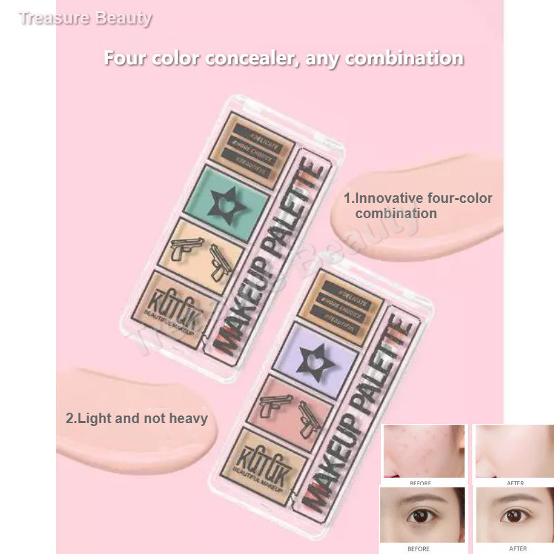 Kqtqk Kem che khuyết điểm bốn màu sắc che mụn tàn nhang và mụn trứng cá máu quầng thâm dưỡng ẩm tự nhiên