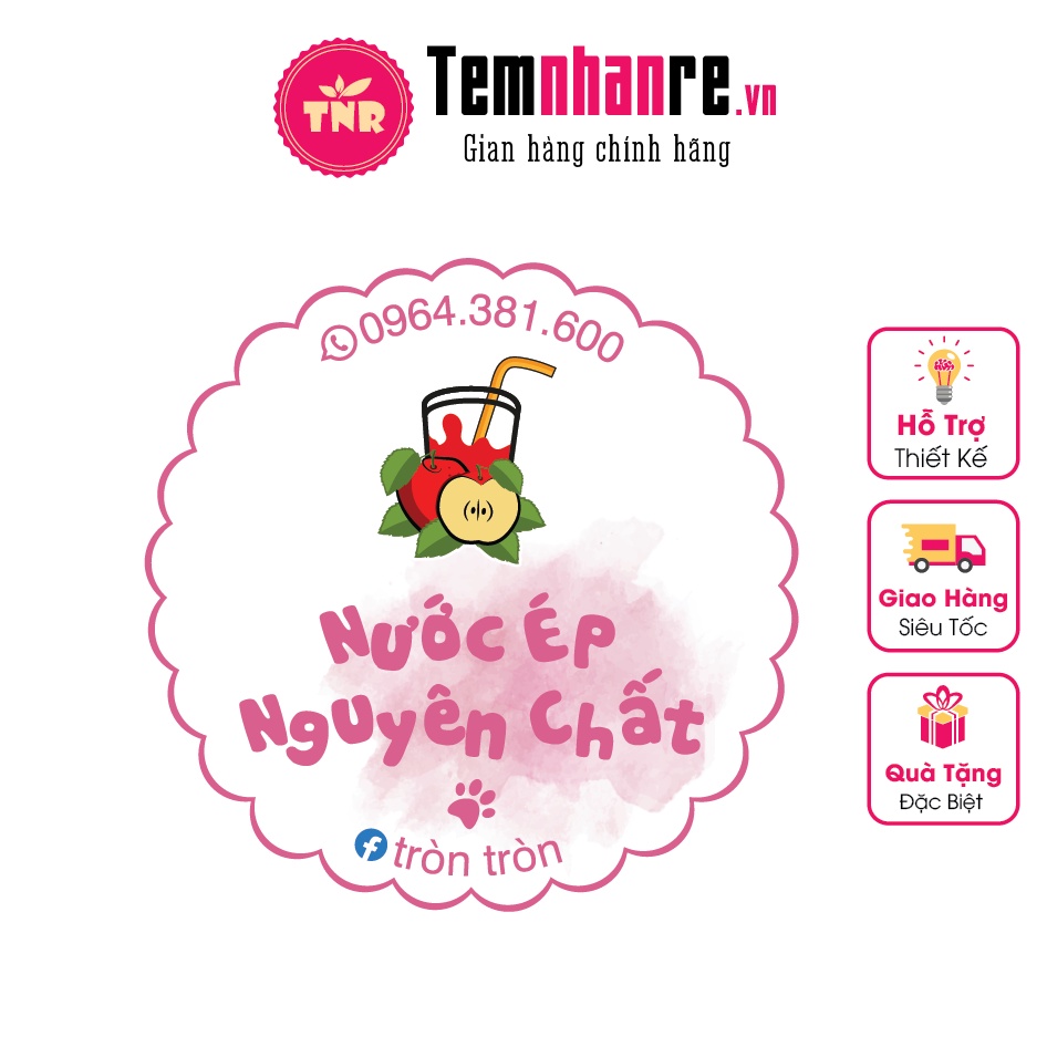 Combo 1.000c Tem nhựa, sticker chống nước Temnhanre.vn in thiết kế cắt bế theo yêu cầu