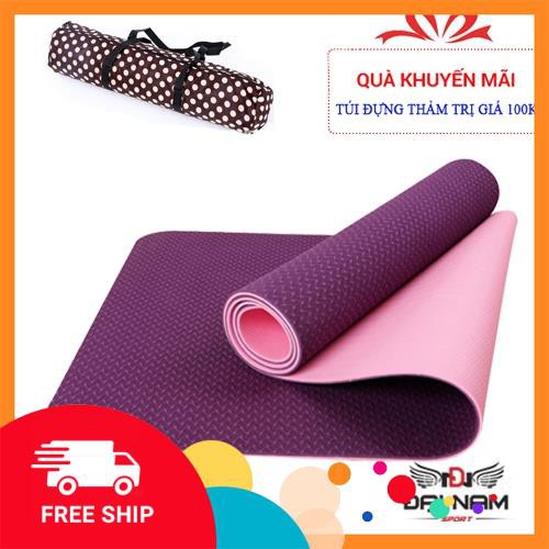 Thảm tập yoga TPE 6mm 2 lớp Đại Nam Sport + Tặng túi đựng và dây buộc