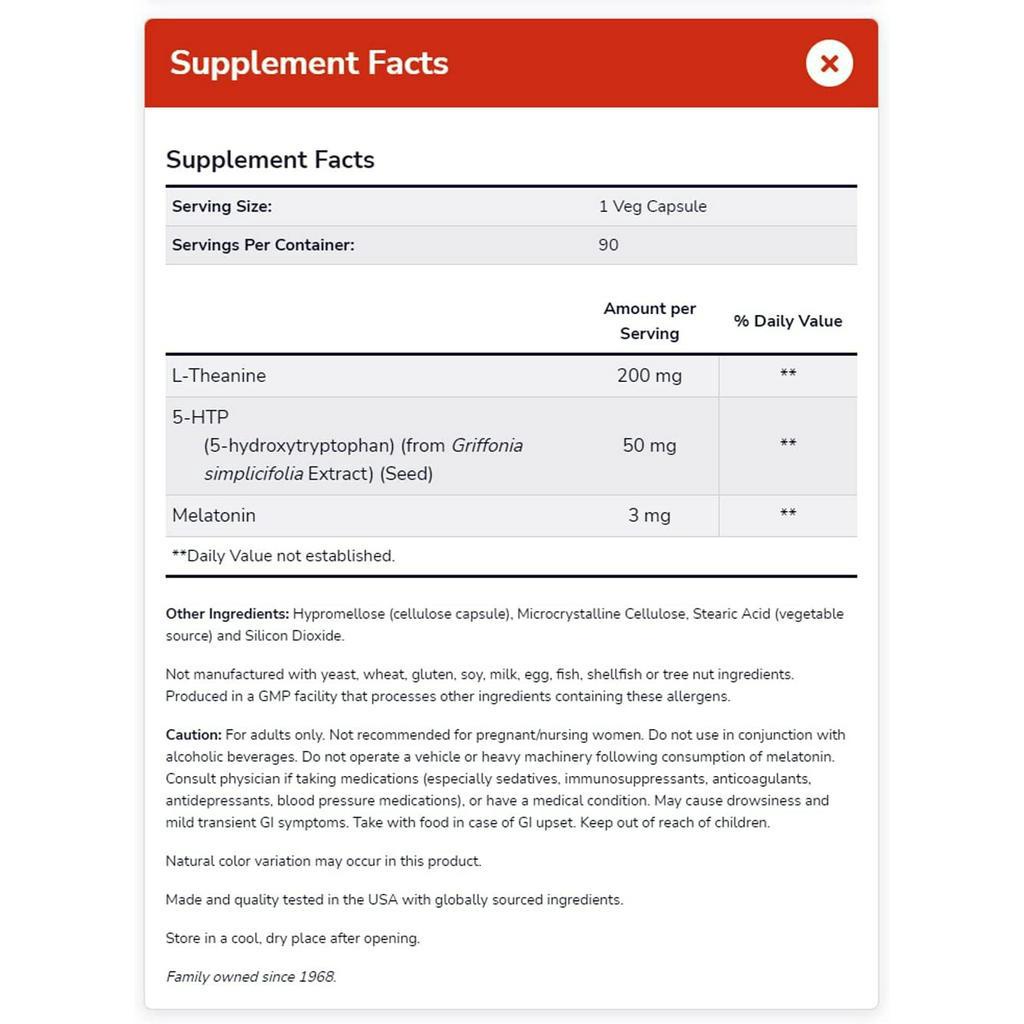 Viên uống NOW Sleep Regimen 3in1 90 Viên 5-HTP và L-theanine