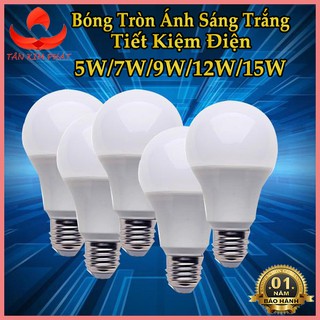 Bóng led búp tròn 9w/ 12w sáng trắng - tiết kiệm điện gia đình