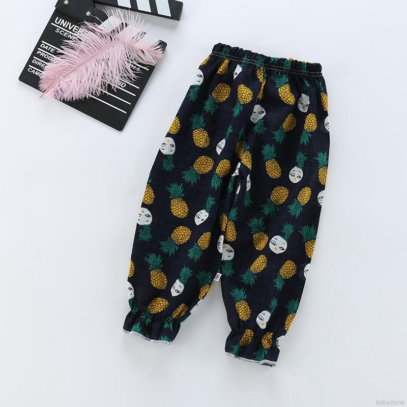 Quần dài cotton in họa tiết hoạt hình phong cách mùa hè hợp thời trang cho bé