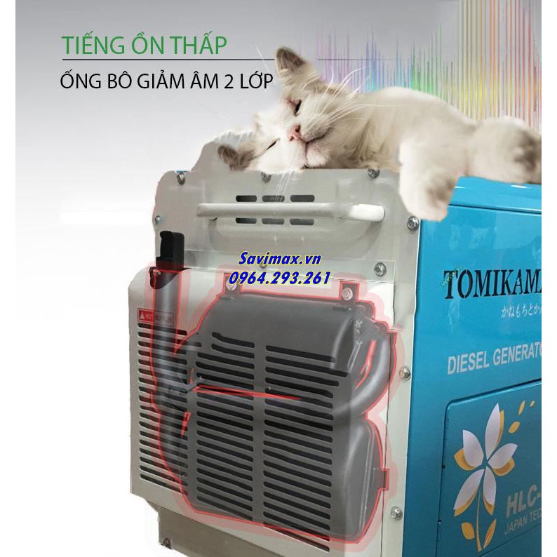 Máy phát điện 1 pha TOMIKAMA 5kw, model HLC - 6500