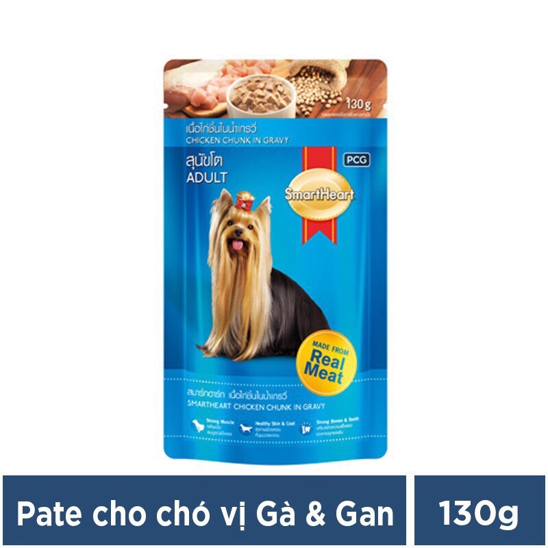 THỨC ĂN CHÓ MỀM SMARTHEART (4 HƯƠNG VỊ) PATE CHÓ GÓI 130GR