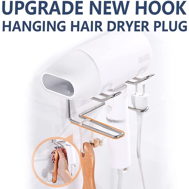 Giá Đỡ Máy Sấy Tóc 2 Trong 1 Bằng Thép Không Gỉ Tiện Dụng Cho Nhà Tắm