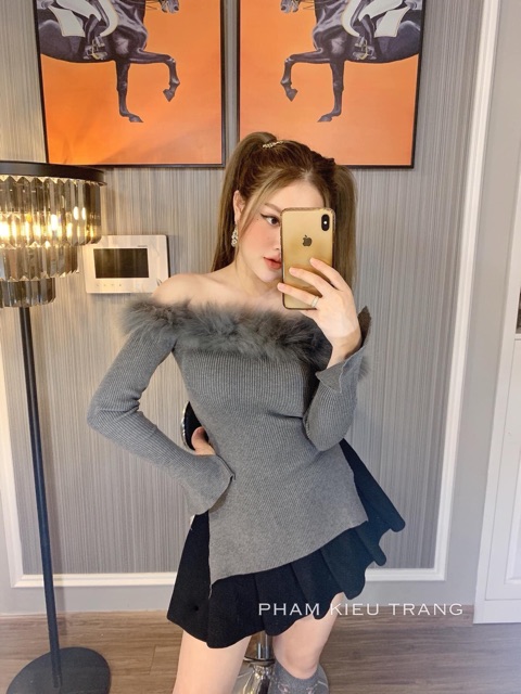 Áo Len Trễ Vai Lông