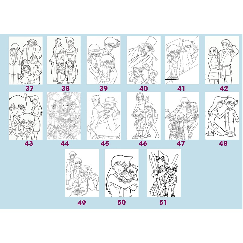 Line art Tranh tô màu Anime khổ A4  - Cho những bạn yêu thích truyện Conan