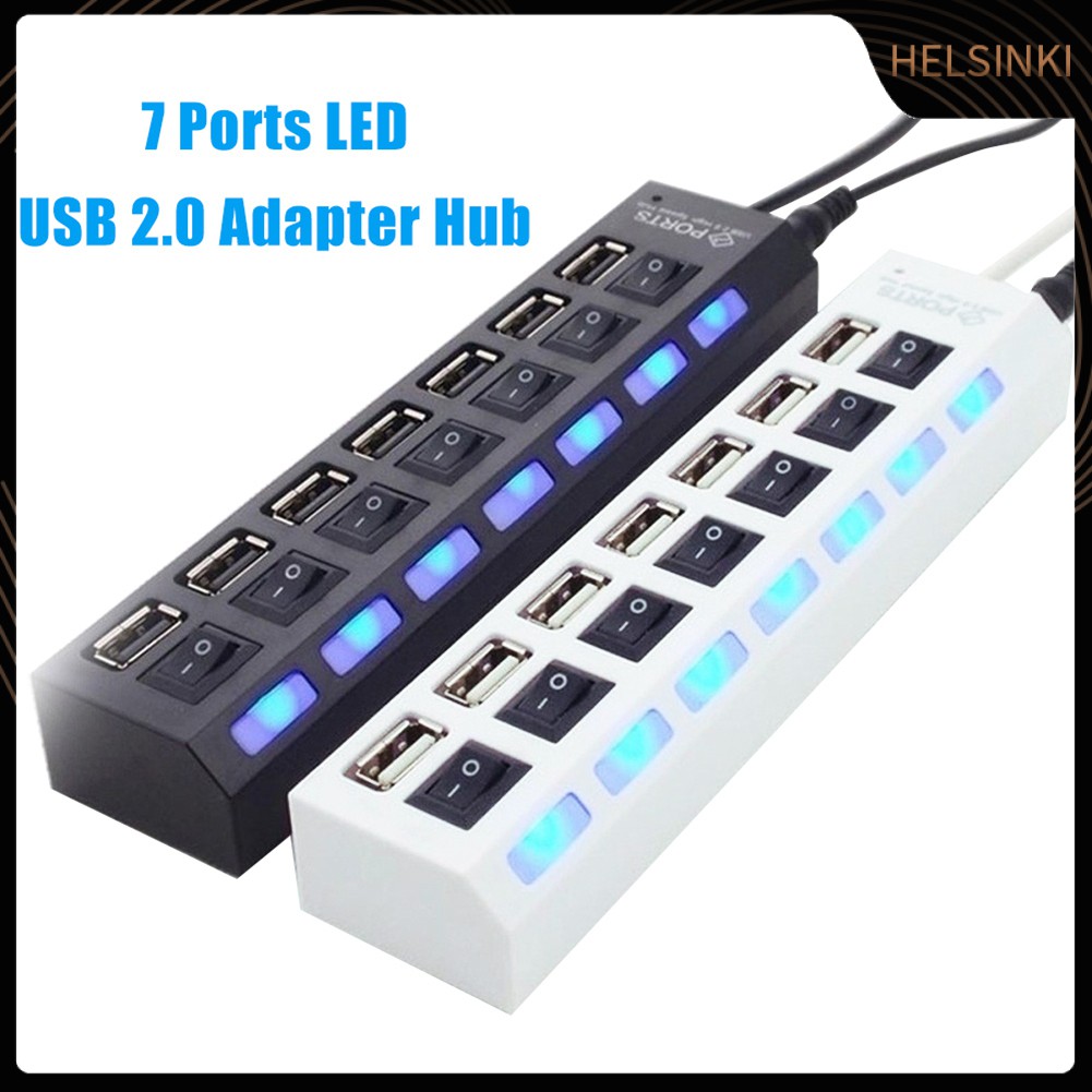 Bộ Chia 7 Cổng Usb 2.0 Tích Hợp Đèn Led Và Công Tắc Tiện Dụng