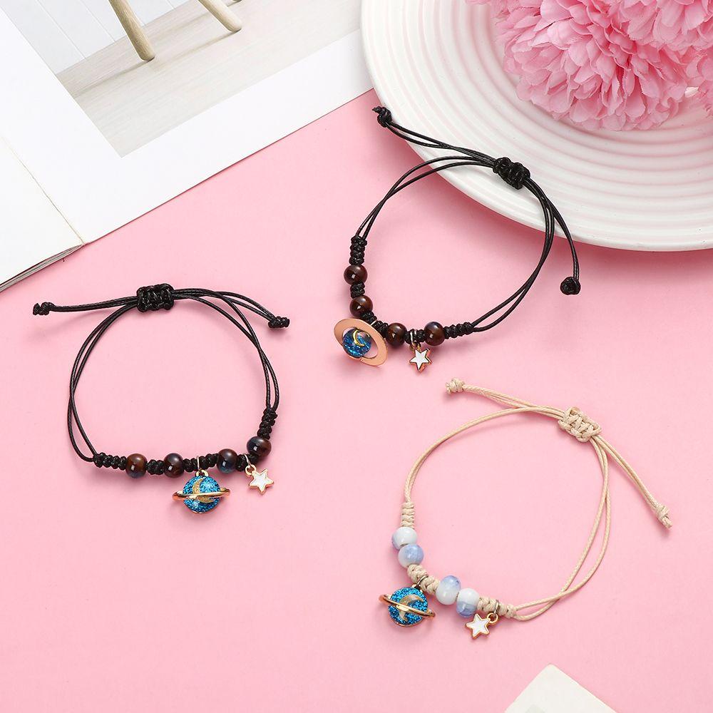 PINEVN Vòng Tay Mặt Hình Hành Tinh Mặt Trăng Ngôi Sao Sáng Tạo Cho Cặp Đôi Bạn Gái