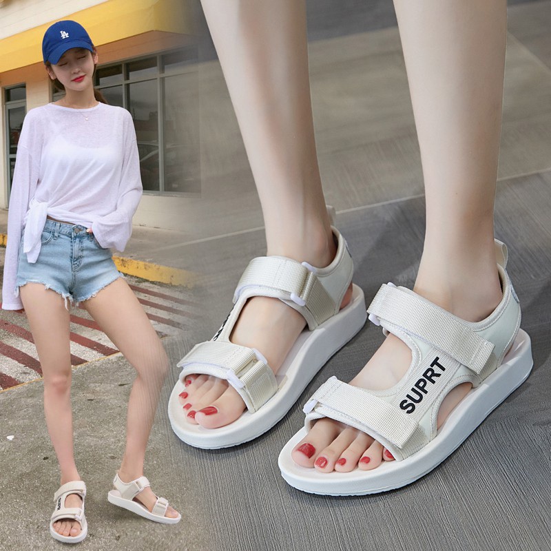 Giày Sandal Nữ MWC Đế Cao Quai Ngang Năng Động Phá Cách Màu Đen Trắng NUSD- 2826