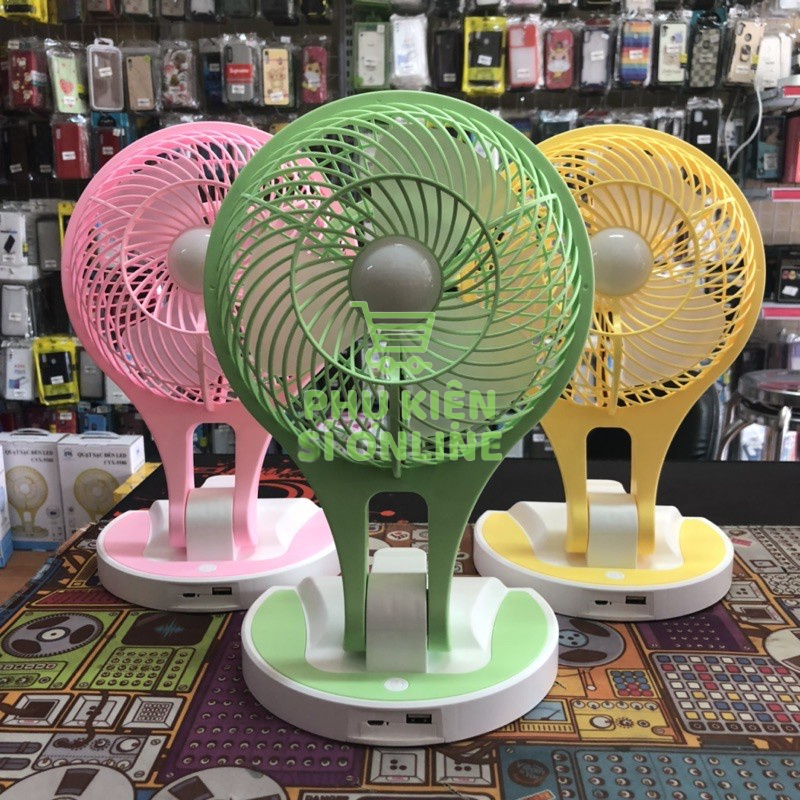 Quạt sạc tích điện gấp gọn JR 5580 kèm đèn led Store4girls