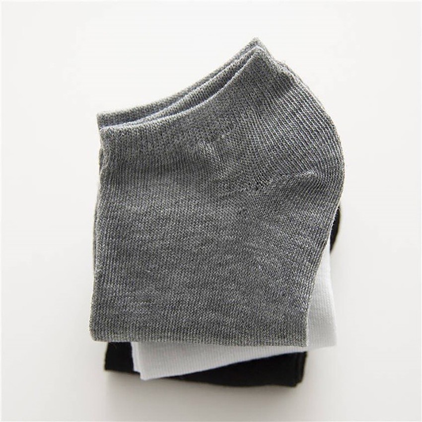 Vớ cổ ngắn cotton trơn nam nữ  Bít tất nam cổ ngắn màu đen - xám - trắng FARU046