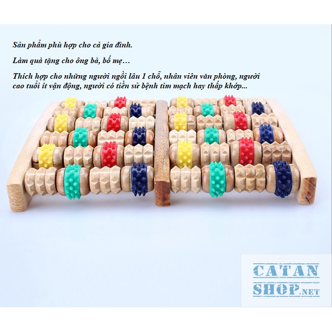 Cây massage chân bằng Gỗ cao cấp, Cây lăn chân 6 thanh Gỗ siêu tiện dụng-GD437-Massage-ChanGo