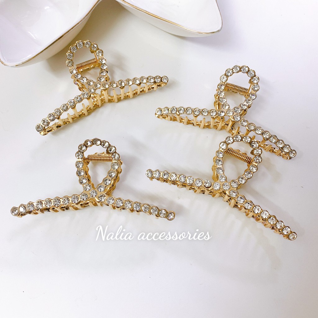 kẹp tóc đính đá phong cách hàn quốc bản lớn 11cm