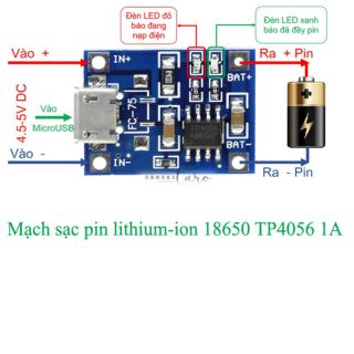 Mạch sạc pin lithium-ion 3,7v 1a