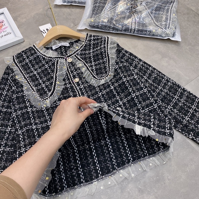 Áo Dạ Kẻ Viền Bèo Cổ Bẻ Siêu Xinh Có Ảnh Thật Kèm Video | BigBuy360 - bigbuy360.vn