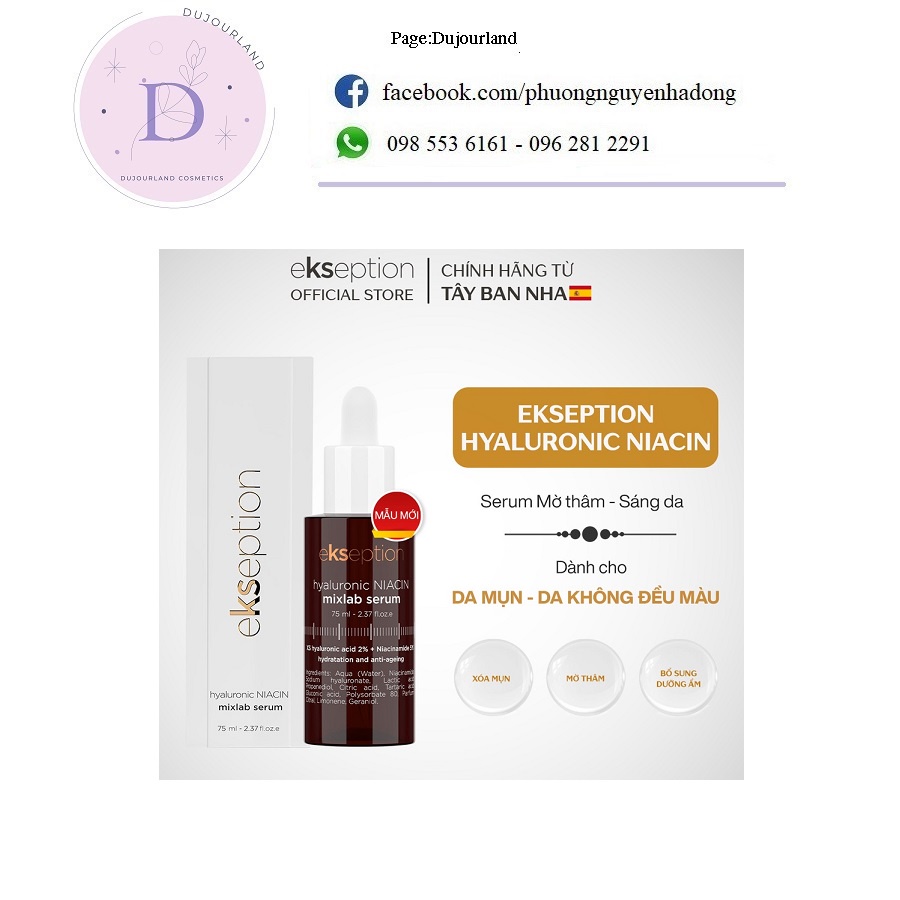 Serum Ekseption Hyaluronic Niacin dưỡng ẩm mờ thâm sáng da 75ml