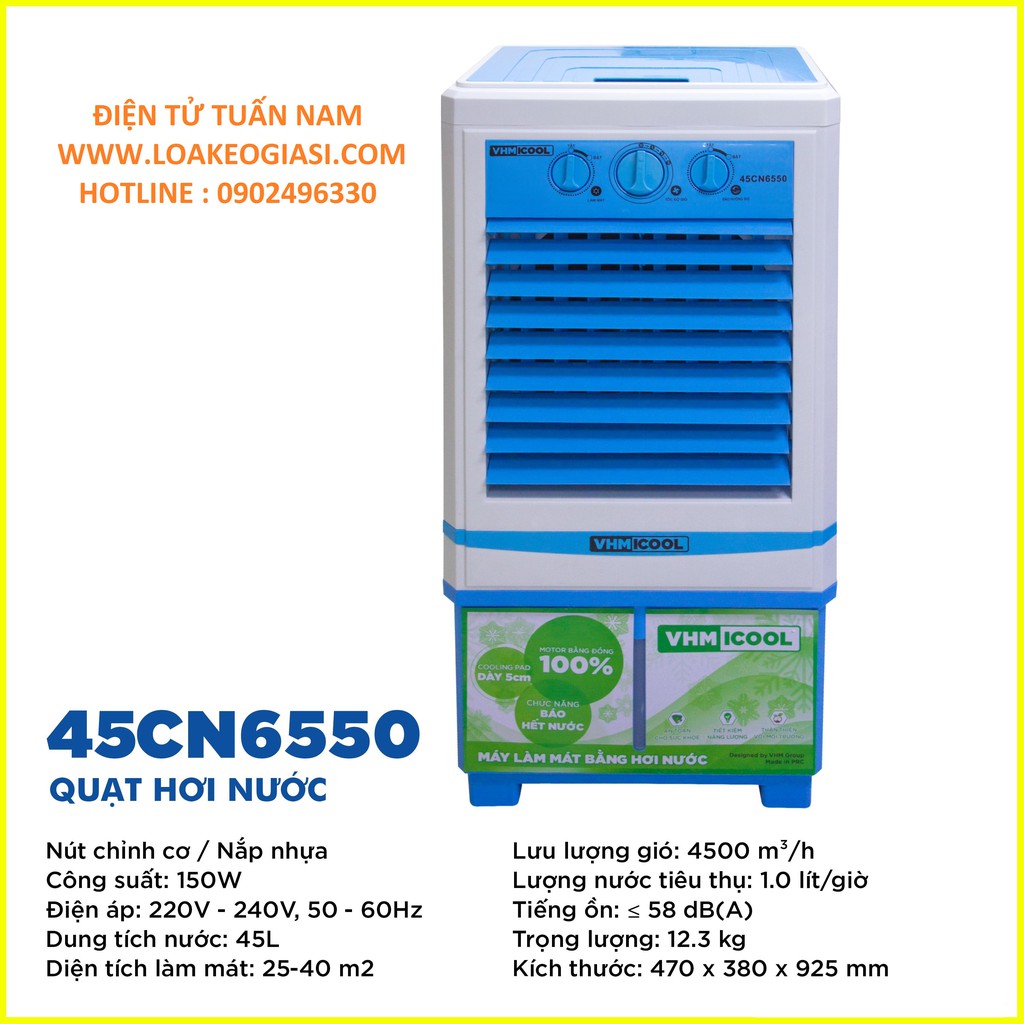 Quạt hơi nước cao cấp VHMICOOL 45CN6550 - Cực mát