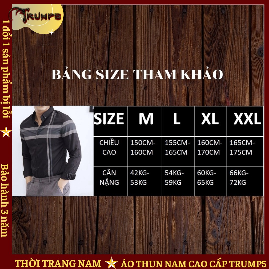 Áo Sơ Mi Nam Dài Tay 👕DEAL SỐC👕 Phối Sọc Ngang Dọc Chất Kate Mềm Mịn Không Phai - 3 Màu TRUMP5