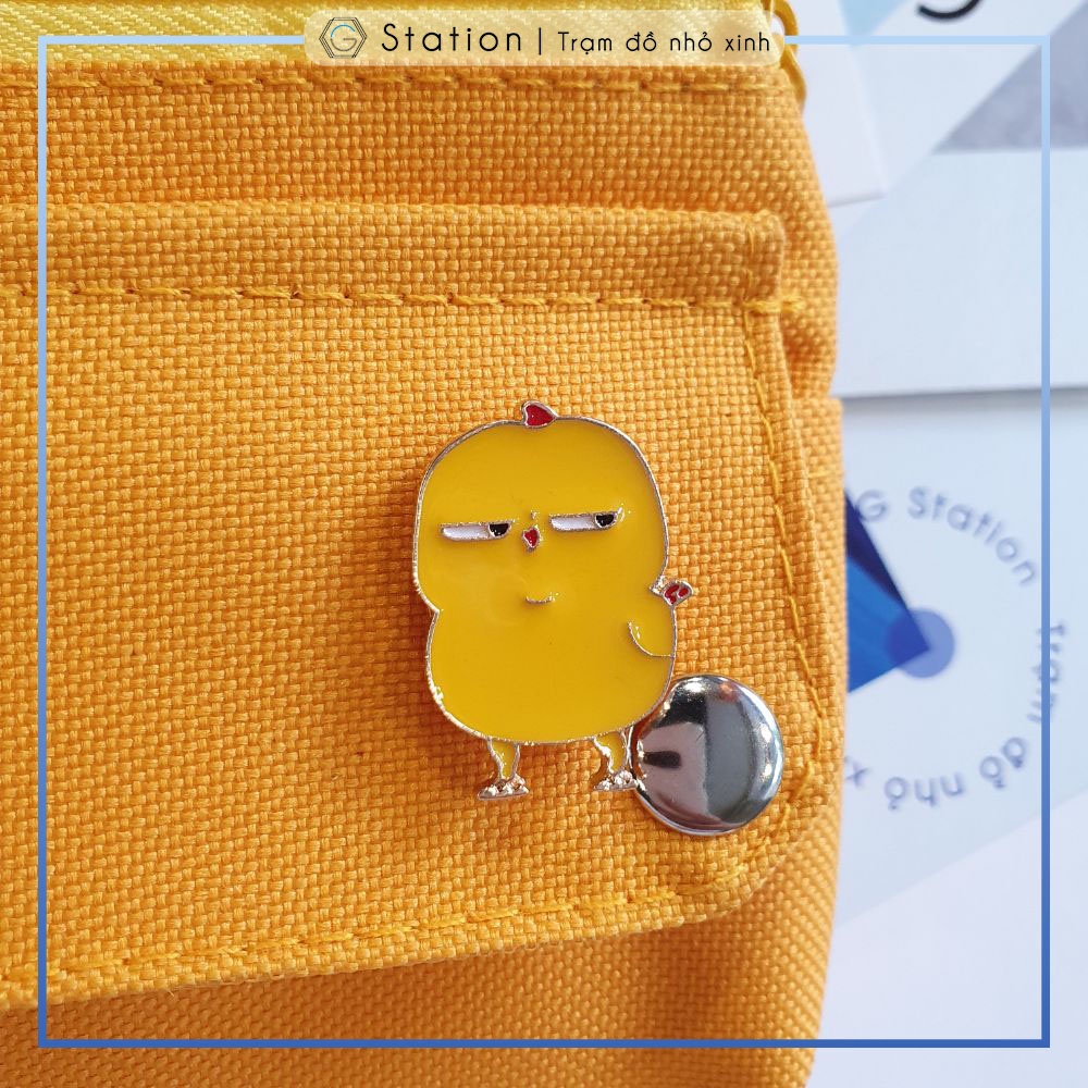 Pin cài áo gà cau có stickers zalo chat siêu cute - GC114