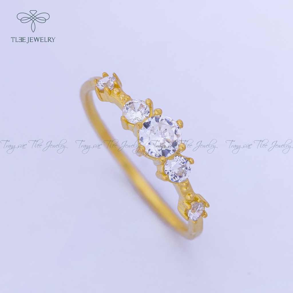 Nhẫn bạc nữ TLEE Snow Princess Fre mạ vàng 14k đính đá cao cấp NCJ A0139