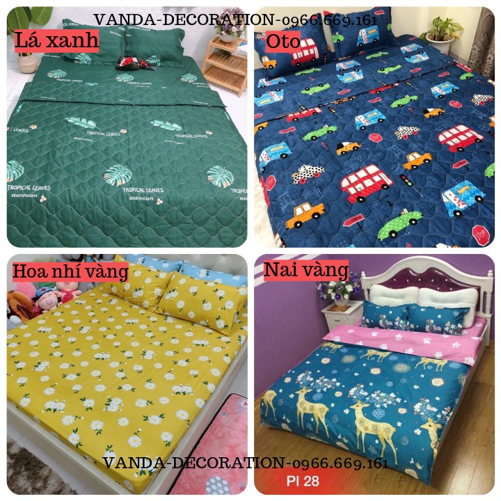 Bộ chăn ga gối , drap giường Cotton Poly VN họa tiết đẹp - Hàng đẹp không bai xù Inbox chọn mẫu