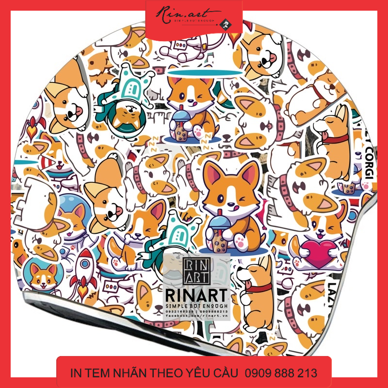Bộ 100 sticker cún corgi cực kute dùng để trang trí điện thoại di động/ván trượt/vali không để lại dấu keo