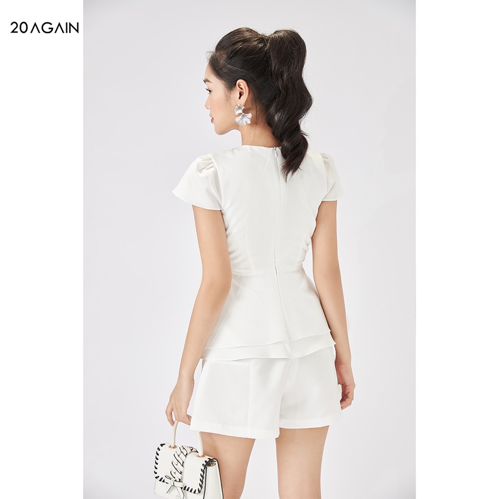 Áo sơ mi nữ peplum 20AGAIN, áo sơ mi công sở thiết kế cổ V thanh lịch, sang trọng ASA1521 | BigBuy360 - bigbuy360.vn