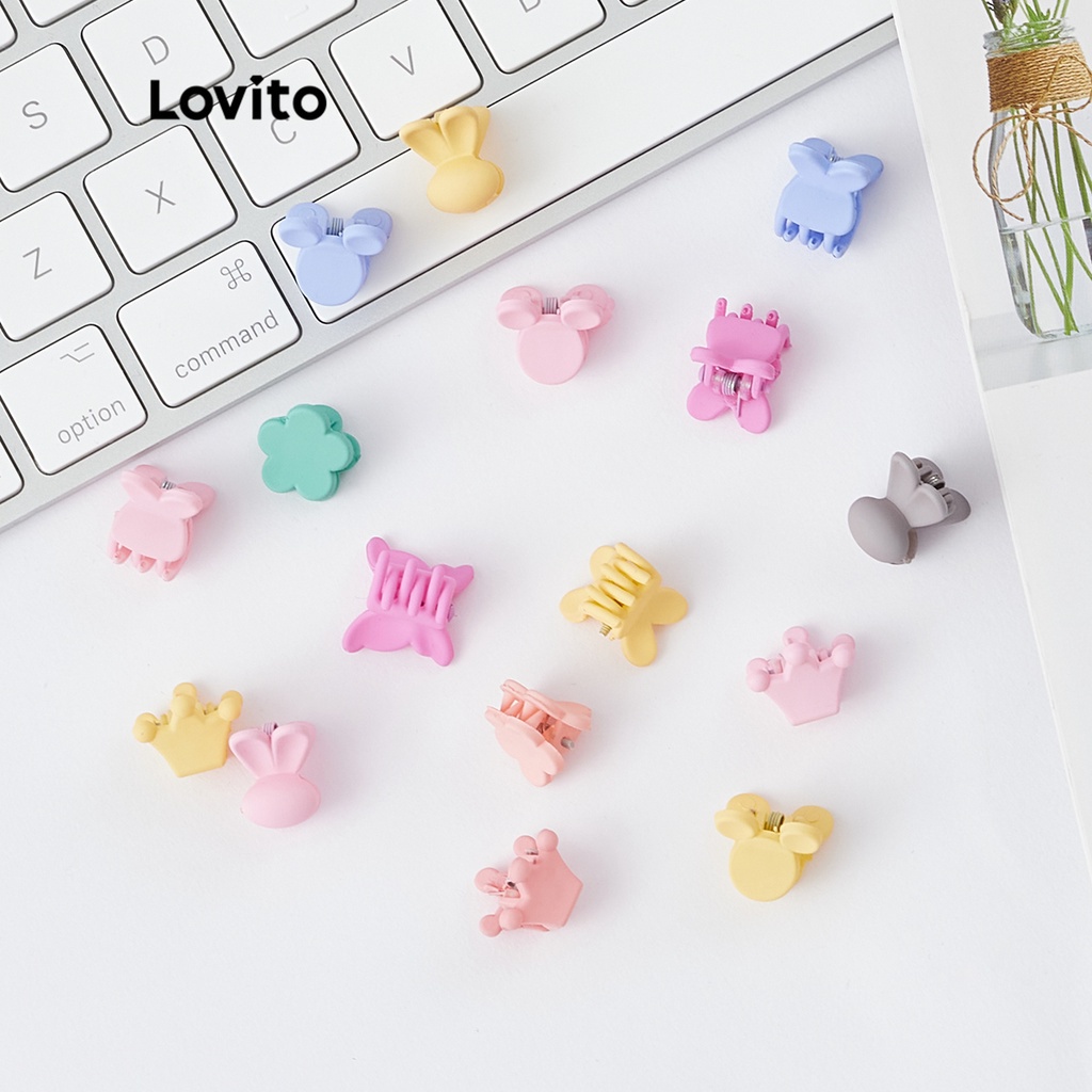 Kẹp tóc Lovito Màu sắc kẹo hoa trơn Gói 50 chiếc có túi zip LL4034 dễ thương (1/2/3/4)