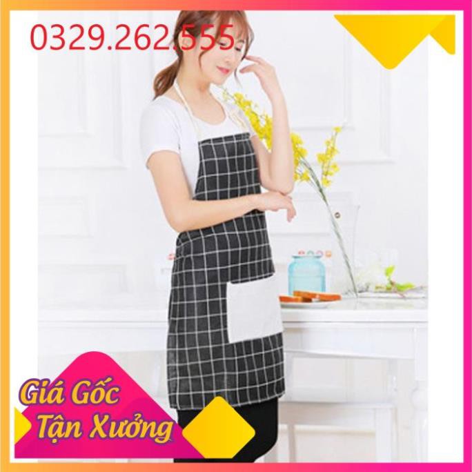 (Sale Khủng)  Tạp Dề Vải Nội Trợ Nhà Bếp - Vải Kẻ Ô Nhiều Mẫu (Giao mầu ngẫu nhiên)