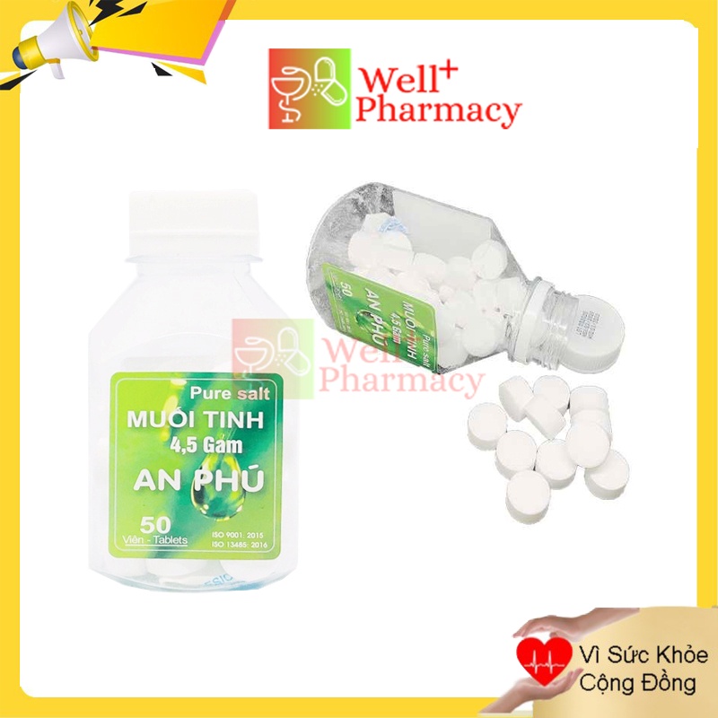 Muối sinh lý Viên muối tinh Nacl 0.9% dạng viên tự pha với nước thành nước muối sinh lý tại gia đình An Phú 50 viên