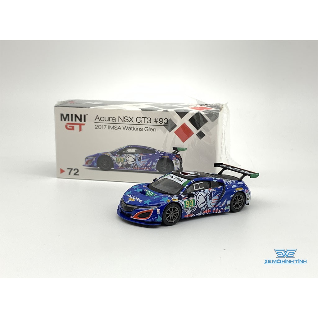 Xe Mô Hình Honda Acura NSX Gt3 #93 2017 IMSA Watkins Glen LHD 1:64 MiniGt ( Xanh )