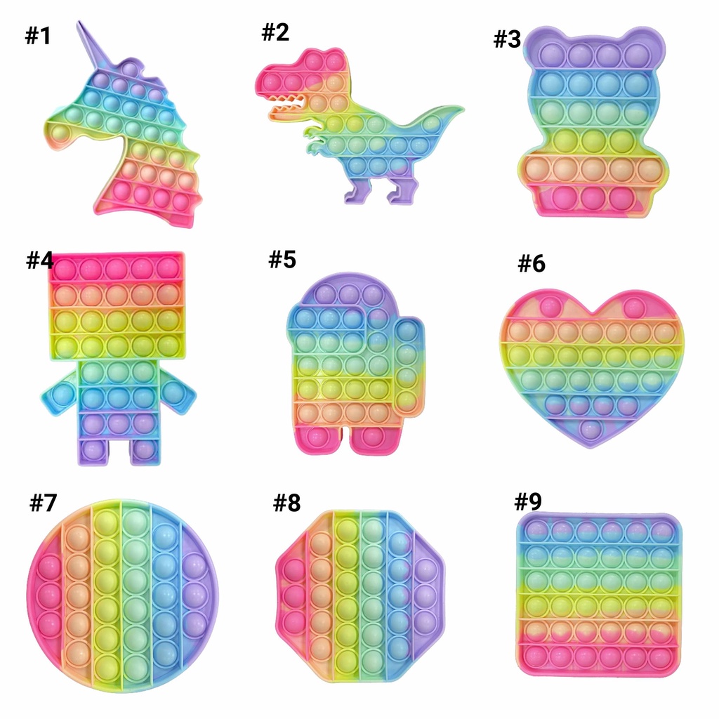 Đồ chơi bóp bong bóng giải tỏa căng thẳng nhiều hình dạng màu sắc cầu vồng cho trẻ em