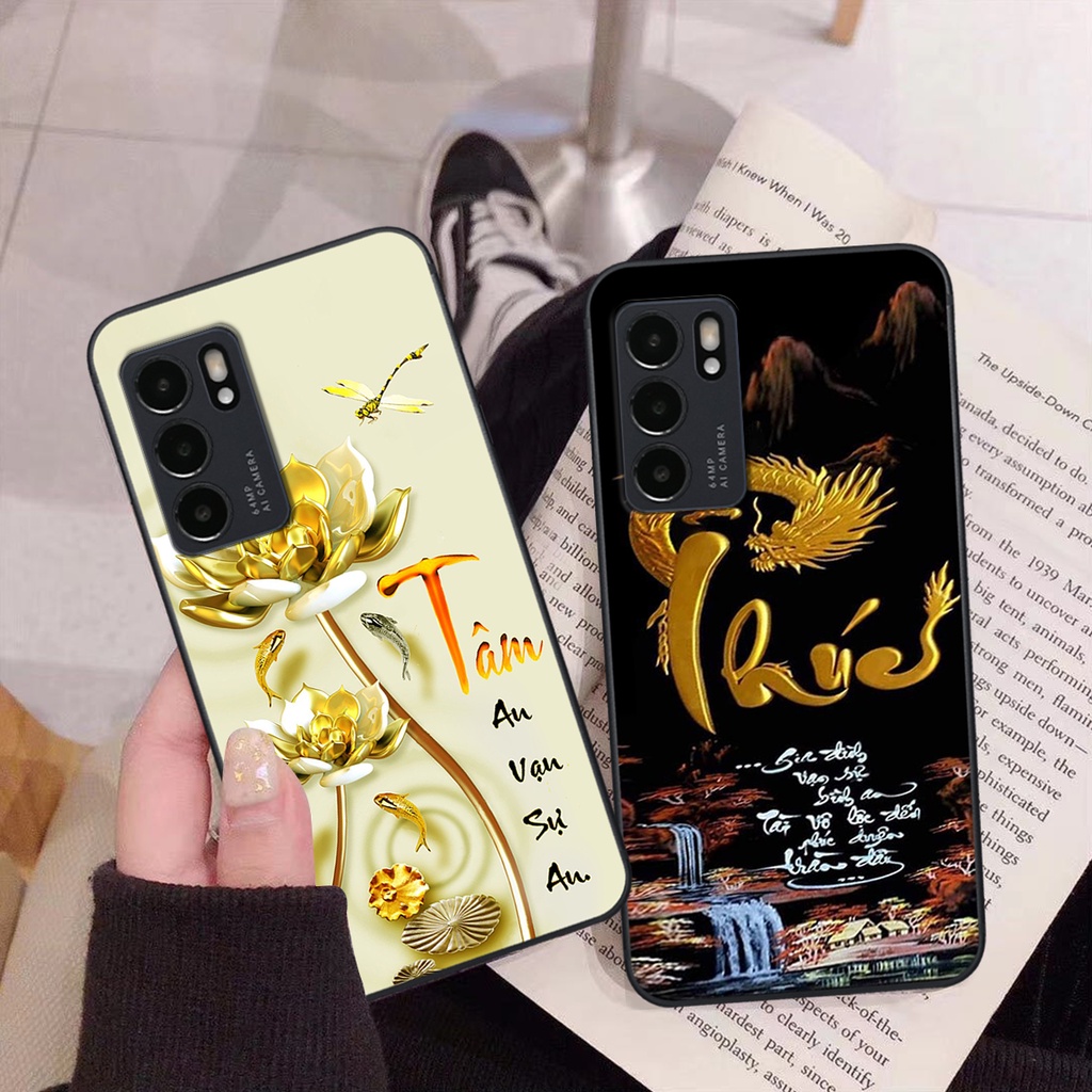 Ốp lưng Oppo Reno 6 / Reno 6Z 5G in hình cha mẹ - vợ chồng- chữ thư pháp Tâm, nhẫn, phúc lộc thọ cực đẹp và ý nghĩa