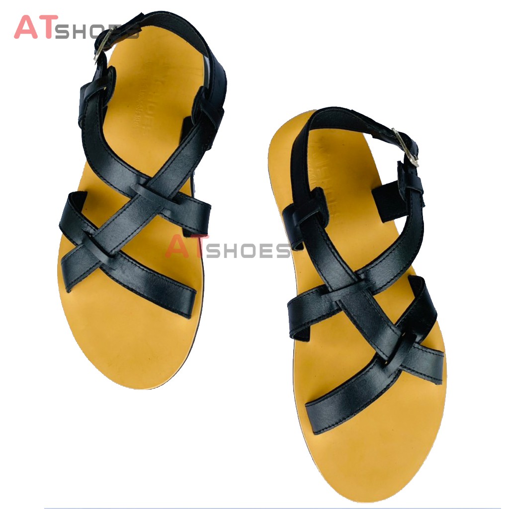 Dép Da Nam Cao Cấp Da Bò Thật Dép Sandal Nam Hàng Thiết Kế Trẻ Trung Đế Caosu Chống Nước Atshoes XDxn205